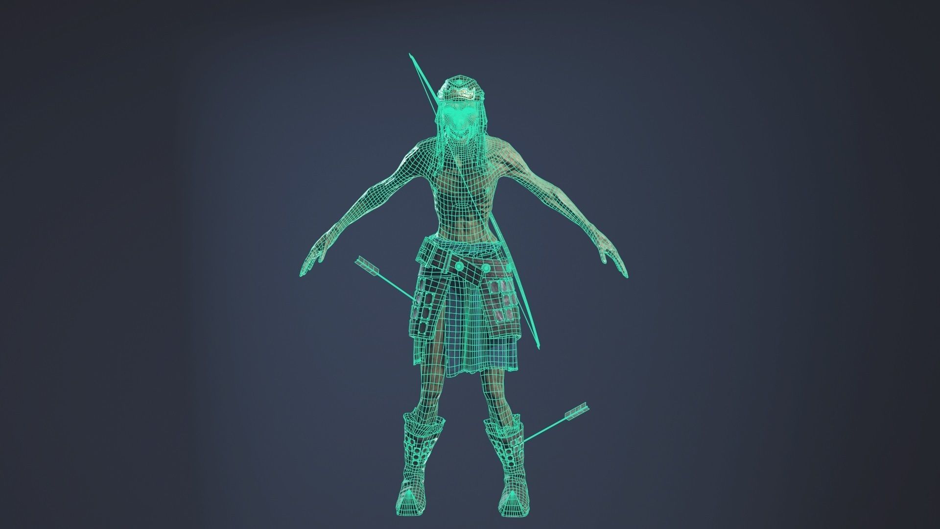 Zombie Archer Soldier Low-poly 3D model_16