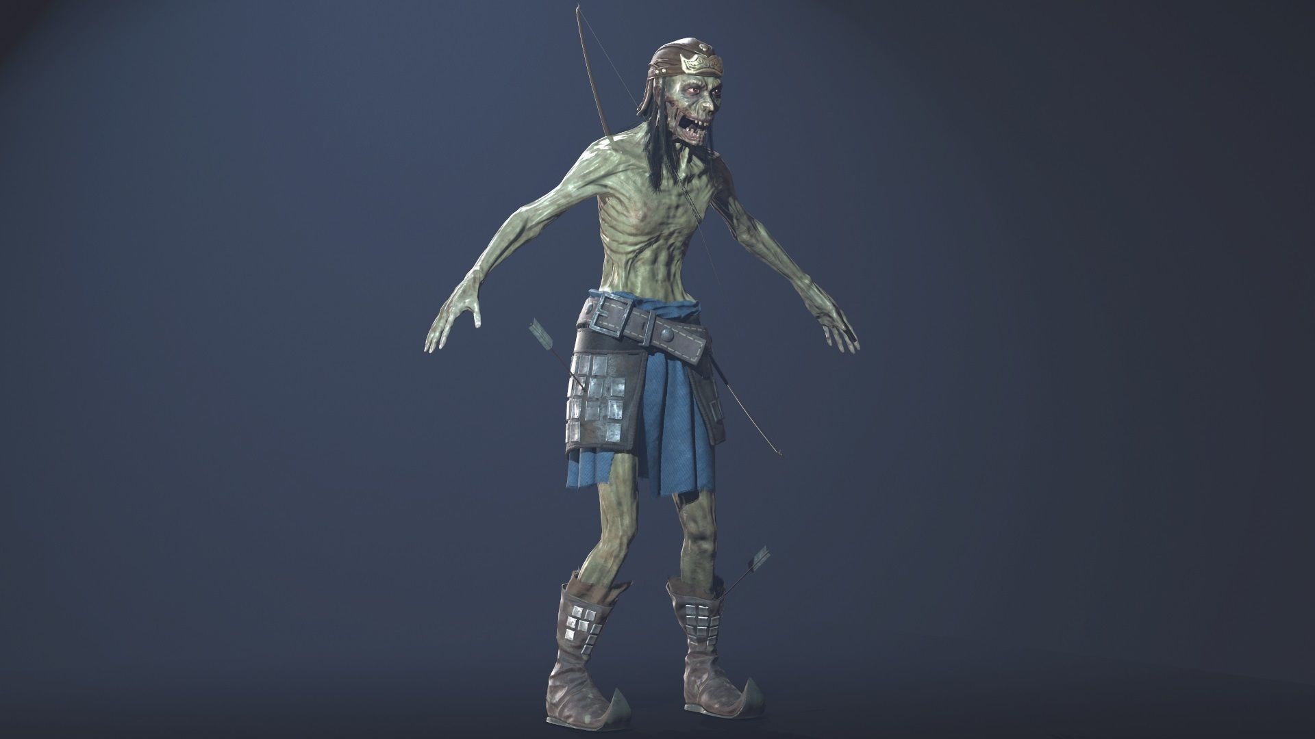 Zombie Archer Soldier Low-poly 3D model_3