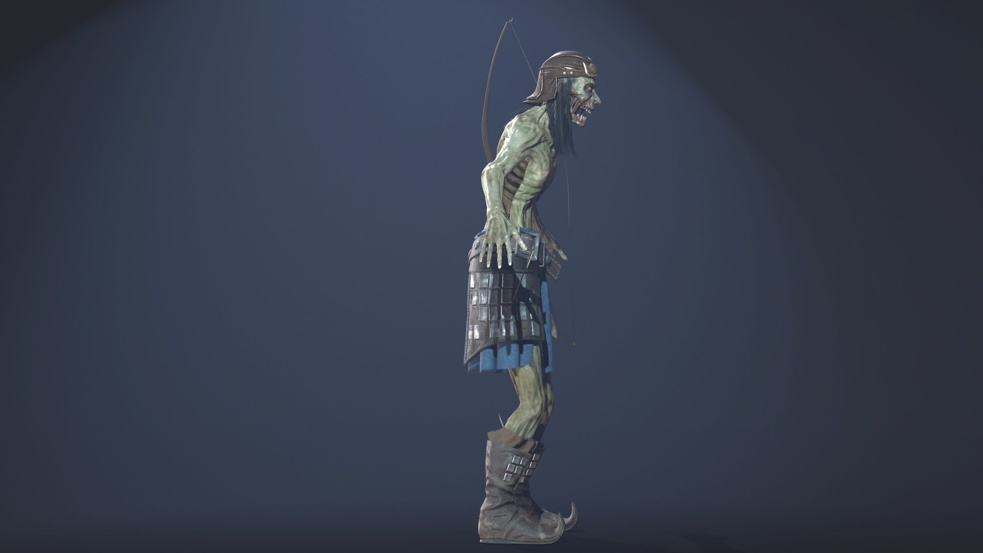 Zombie Archer Soldier Low-poly 3D model_8