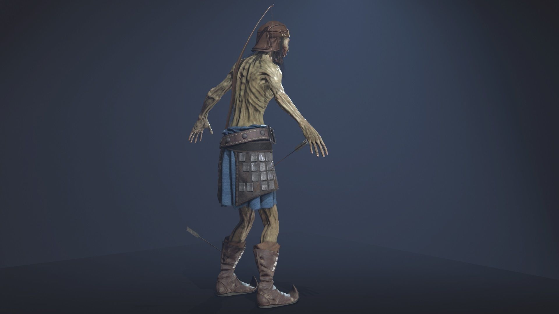 Zombie Archer Soldier Low-poly 3D model_4