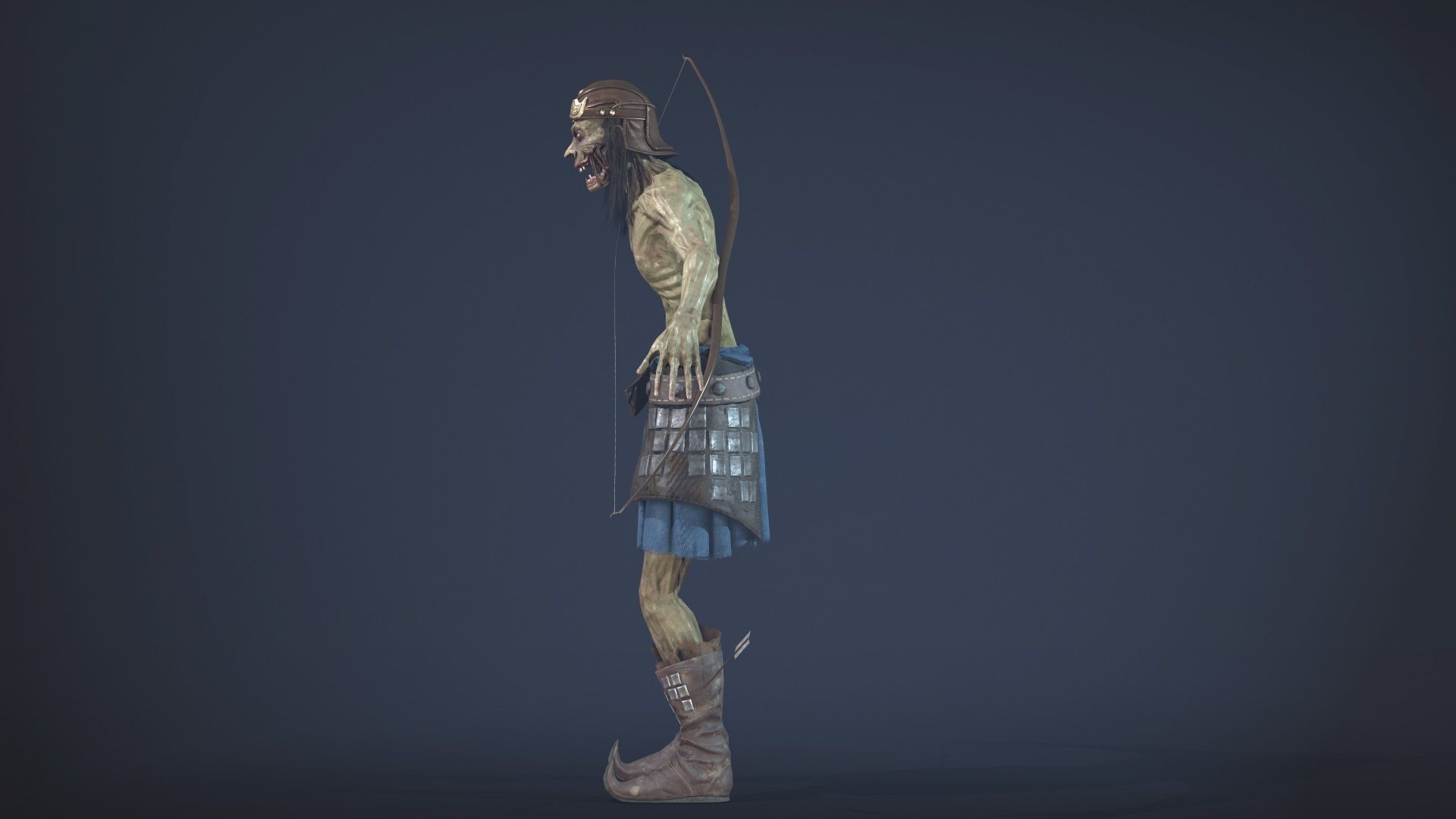Zombie Archer Soldier Low-poly 3D model_5
