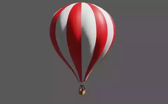 Red Striped Balloon - Balao Vermelho Listrado Low-poly 3D model