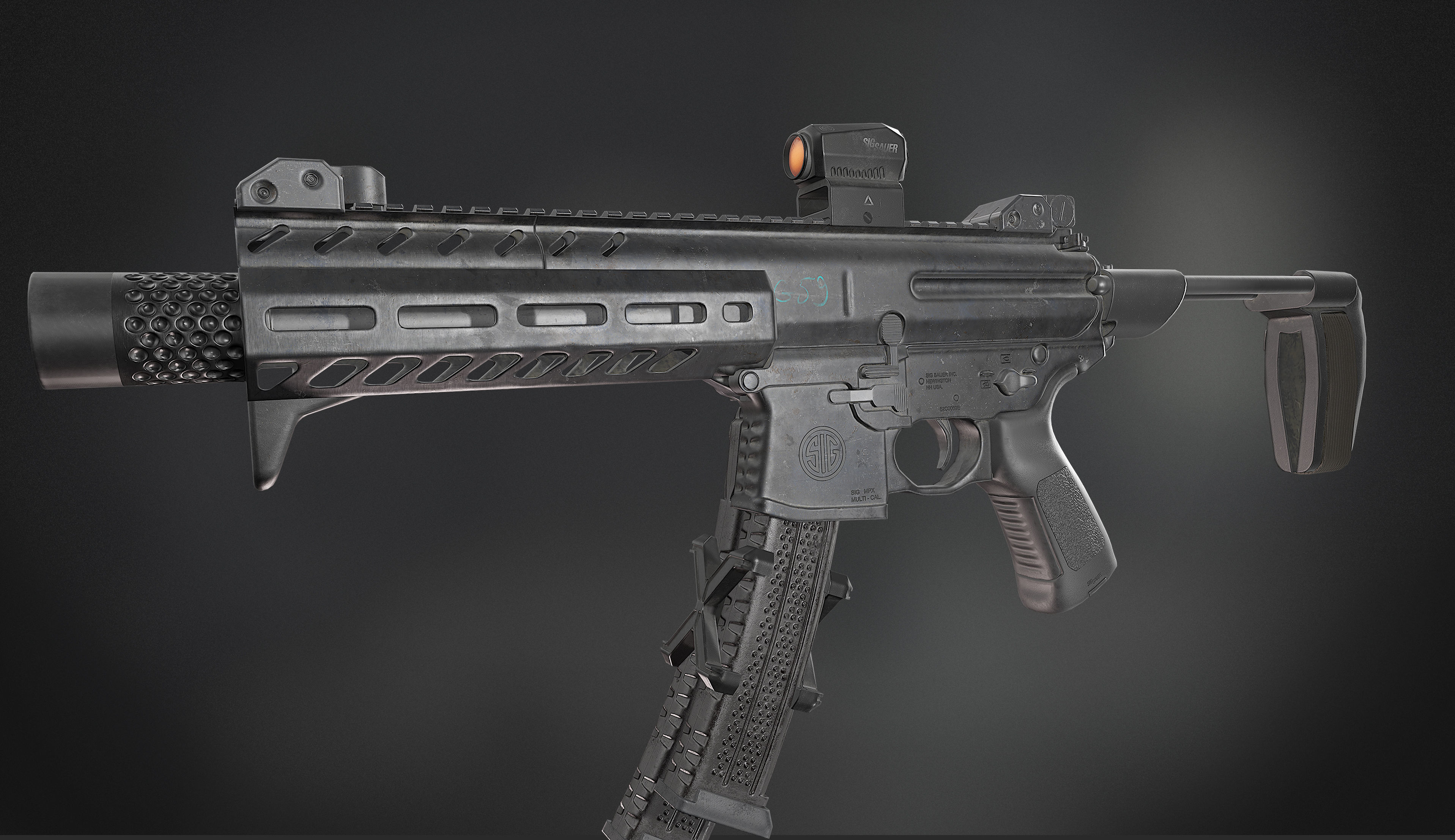 MPX 9mm Low-poly 3D model_3