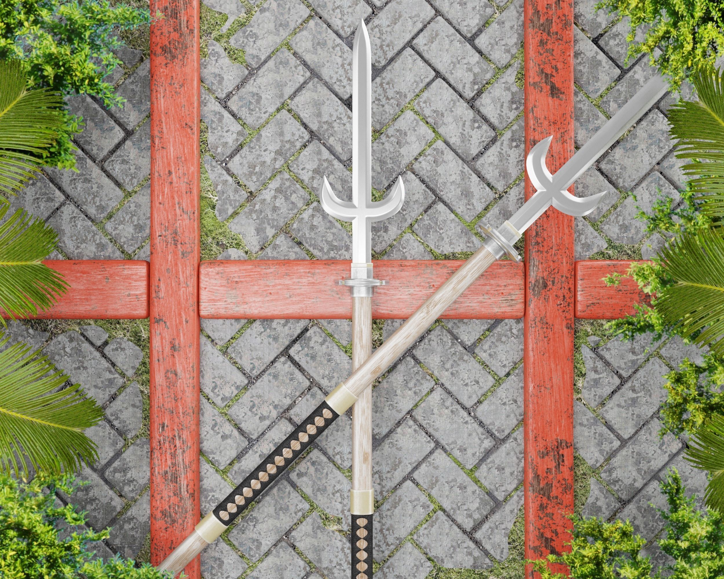 Ancient Japanese Yari Low-poly 3D model_18