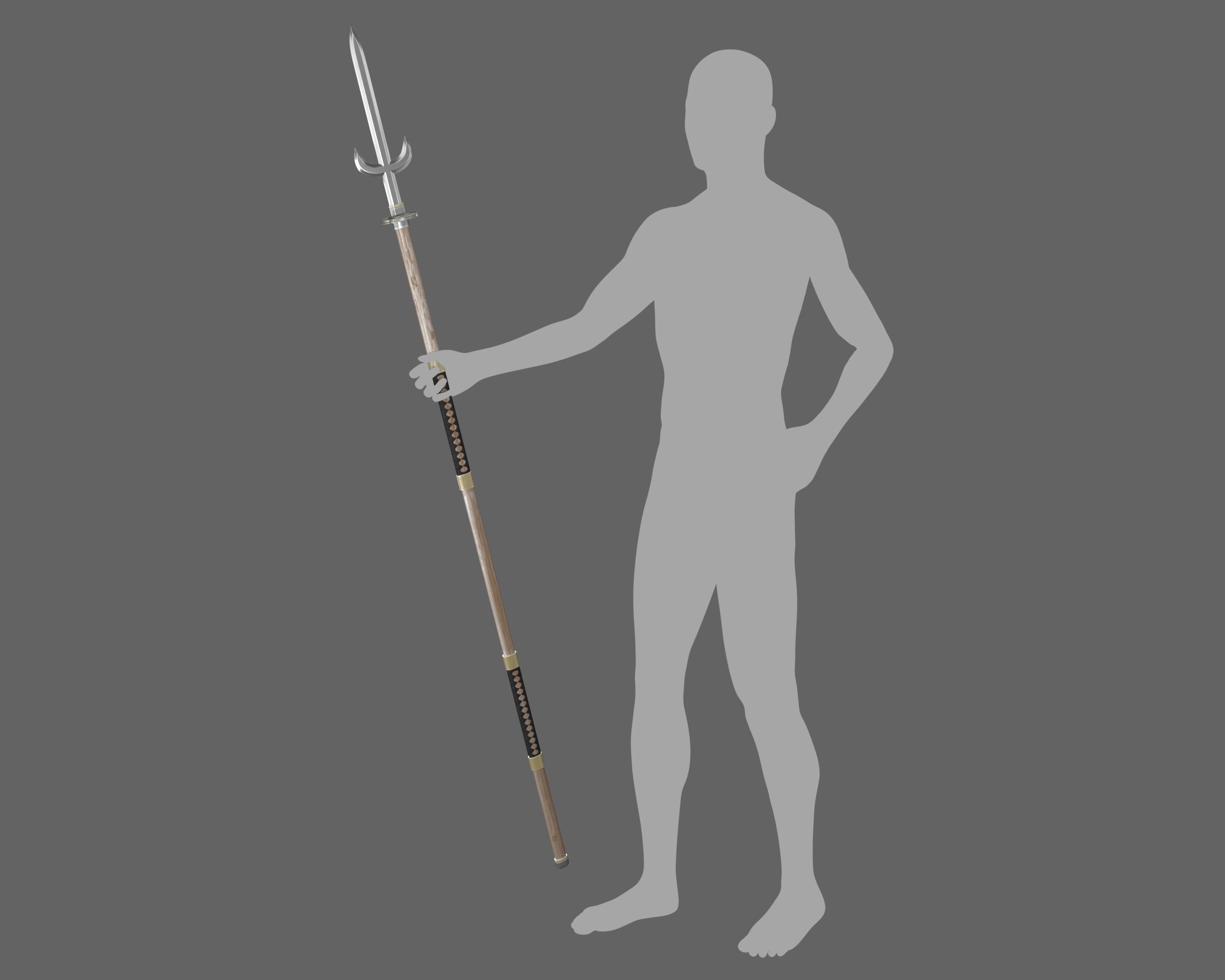 Ancient Japanese Yari Low-poly 3D model_17