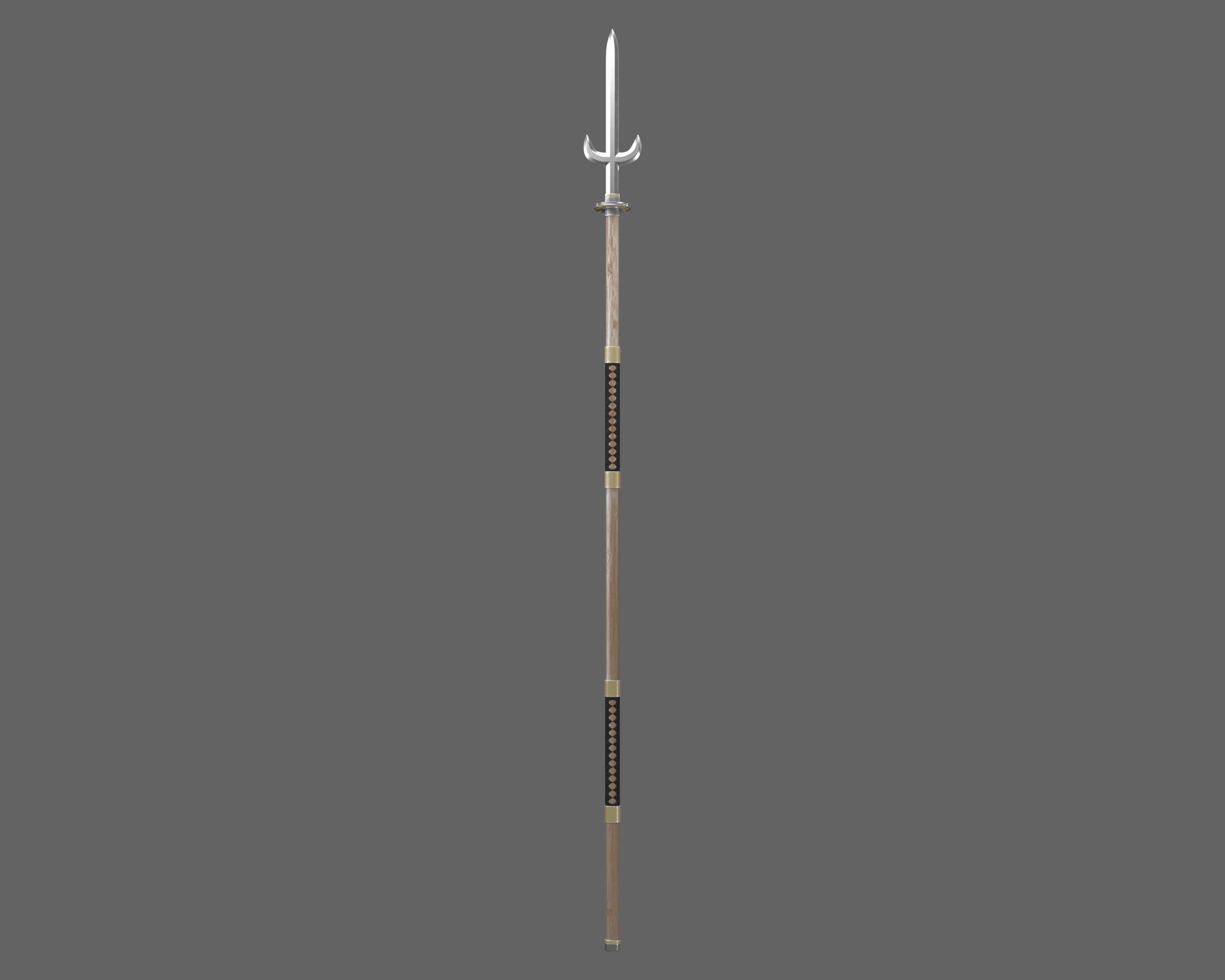 Ancient Japanese Yari Low-poly 3D model_5