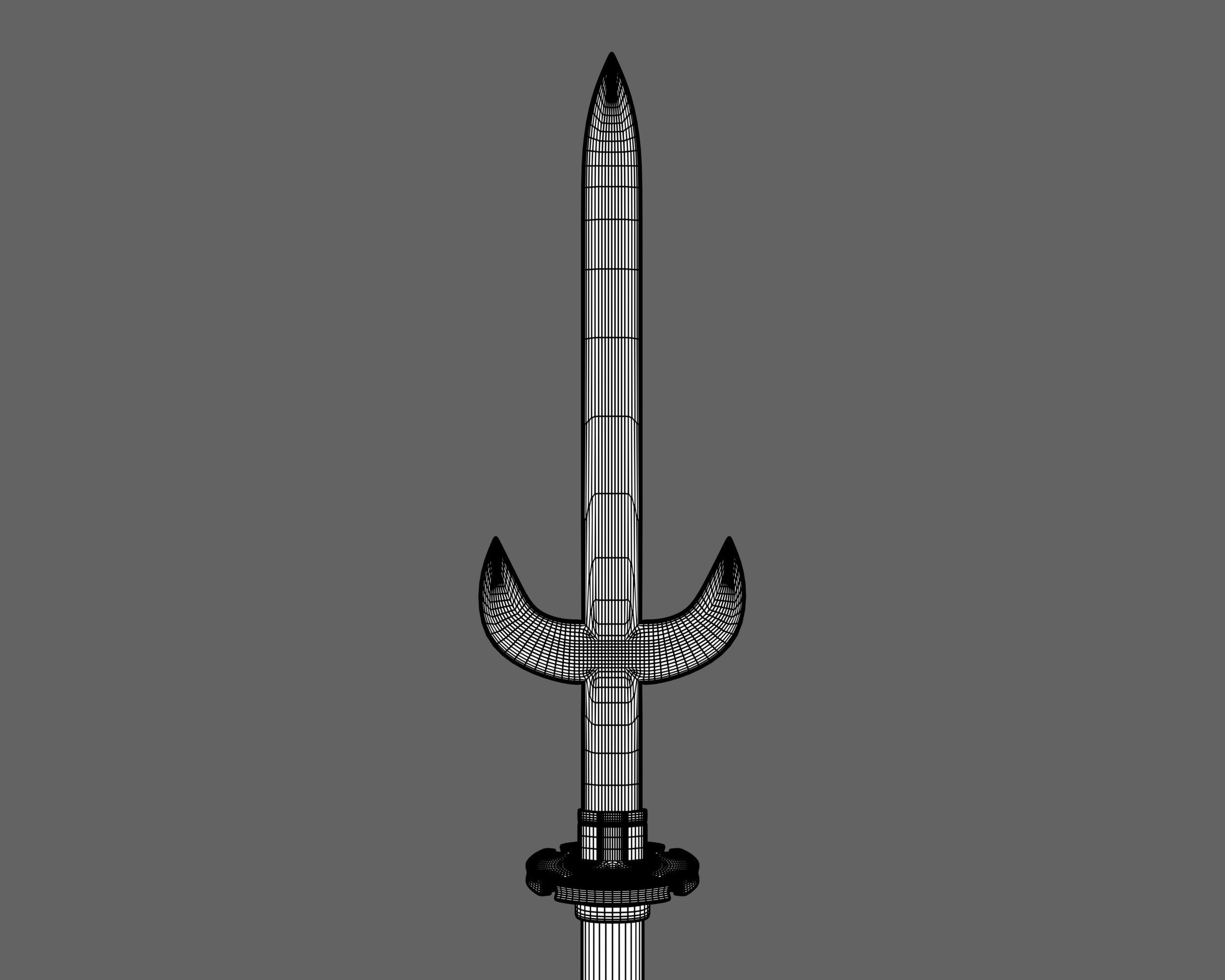 Ancient Japanese Yari Low-poly 3D model_10