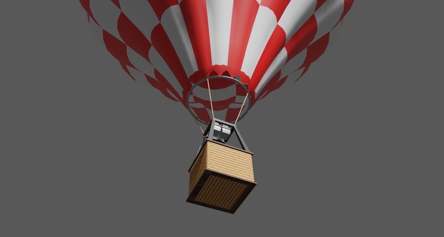 Red Balloon Checkered - Balao Vermelho Quadriculado Low-poly 3D model_5