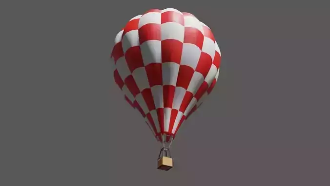Red Balloon Checkered - Balao Vermelho Quadriculado Low-poly 3D model