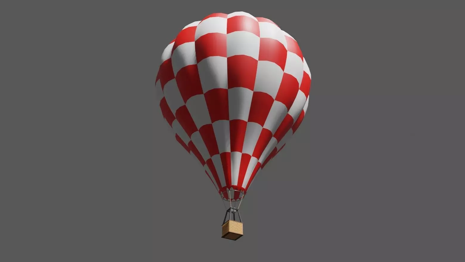 Red Balloon Checkered - Balao Vermelho Quadriculado Low-poly 3D model_0