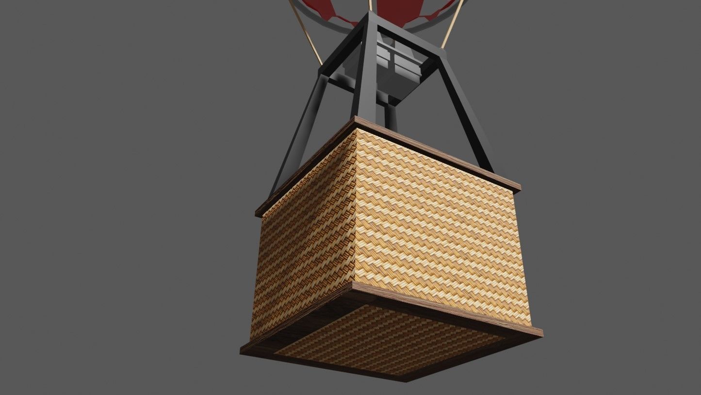 Red Balloon Checkered - Balao Vermelho Quadriculado Low-poly 3D model_6