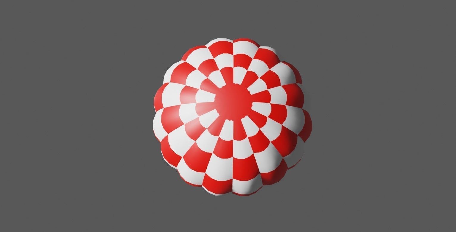 Red Balloon Checkered - Balao Vermelho Quadriculado Low-poly 3D model_8