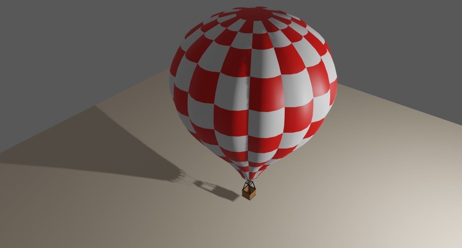 Red Balloon Checkered - Balao Vermelho Quadriculado Low-poly 3D model_2