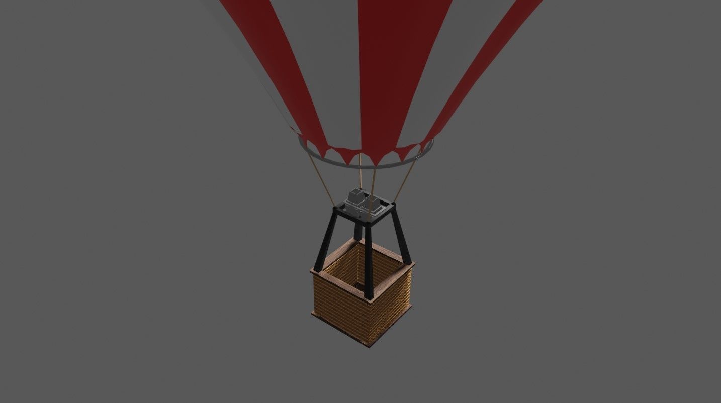 Red Balloon Checkered - Balao Vermelho Quadriculado Low-poly 3D model_4