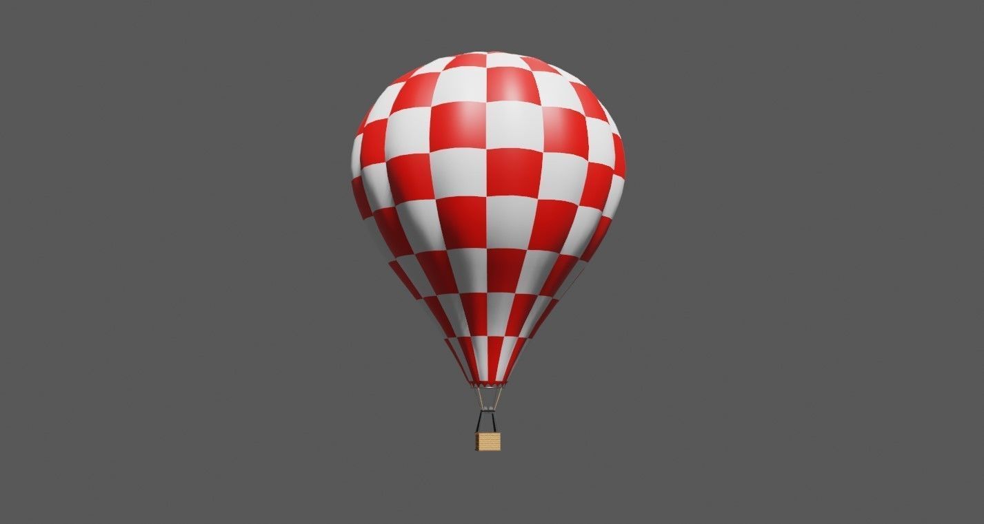 Red Balloon Checkered - Balao Vermelho Quadriculado Low-poly 3D model_3