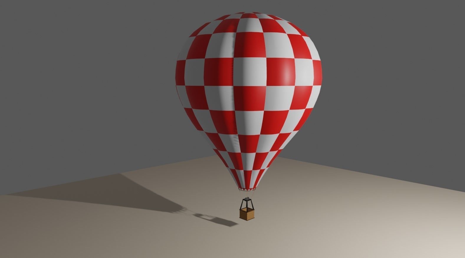 Red Balloon Checkered - Balao Vermelho Quadriculado Low-poly 3D model_1