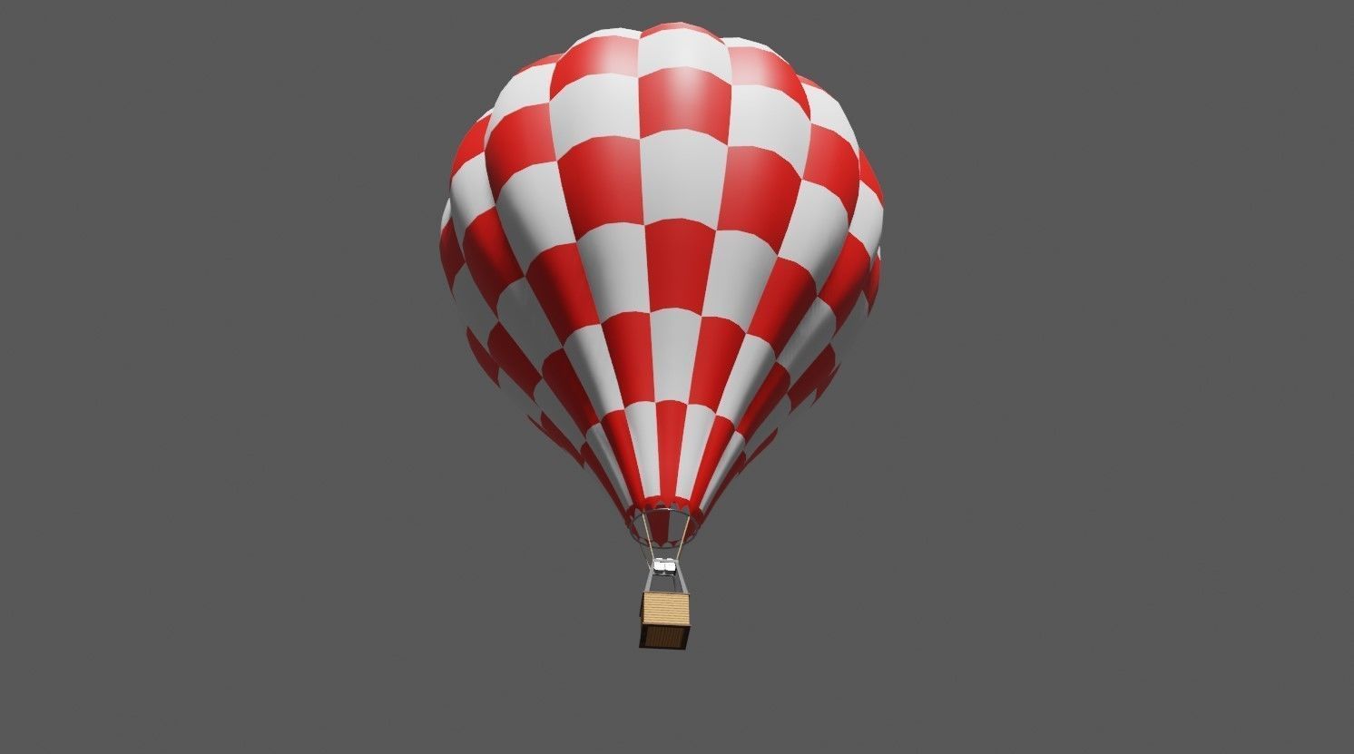 Red Balloon Checkered - Balao Vermelho Quadriculado Low-poly 3D model_10