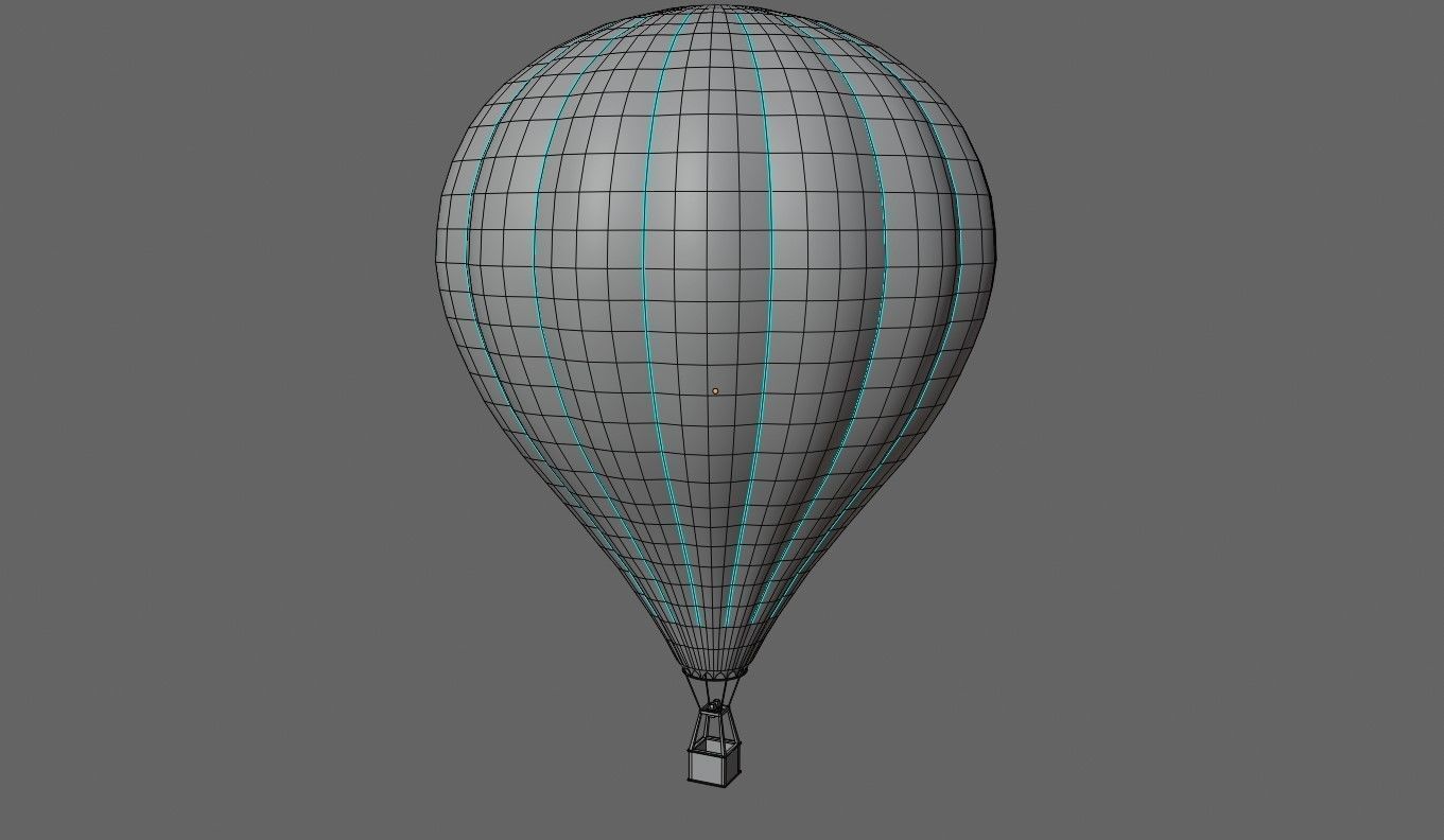 Blue Balloon Striped - Balao Azul Listrado Low-poly 3D model_18