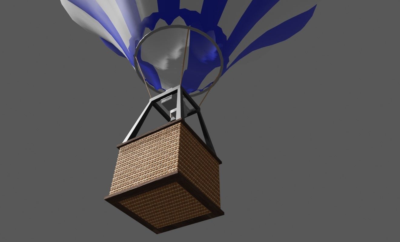 Blue Balloon Striped - Balao Azul Listrado Low-poly 3D model_10