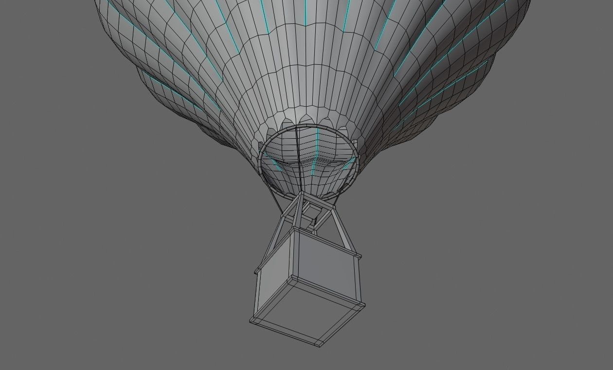 Blue Balloon Striped - Balao Azul Listrado Low-poly 3D model_16