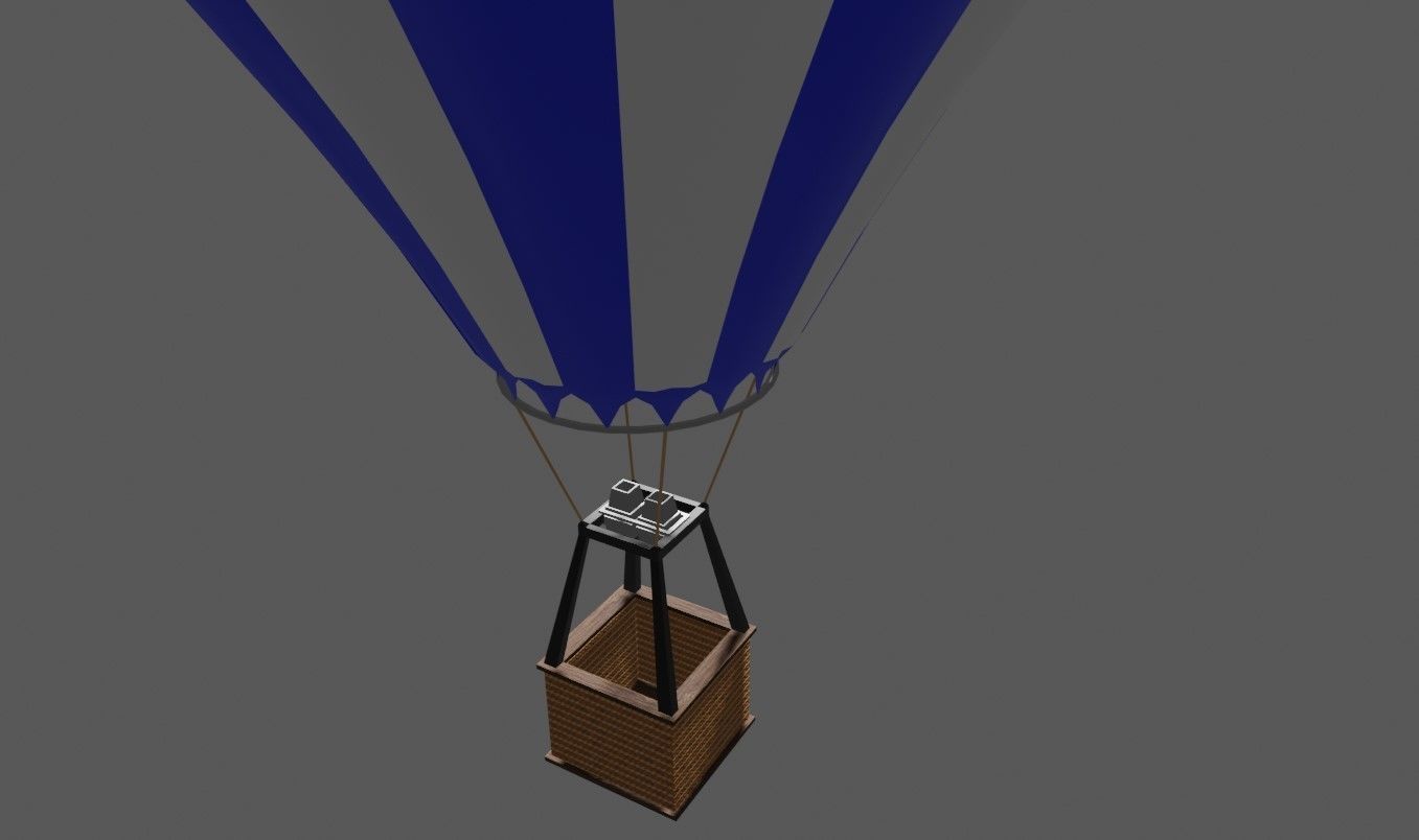 Blue Balloon Striped - Balao Azul Listrado Low-poly 3D model_9