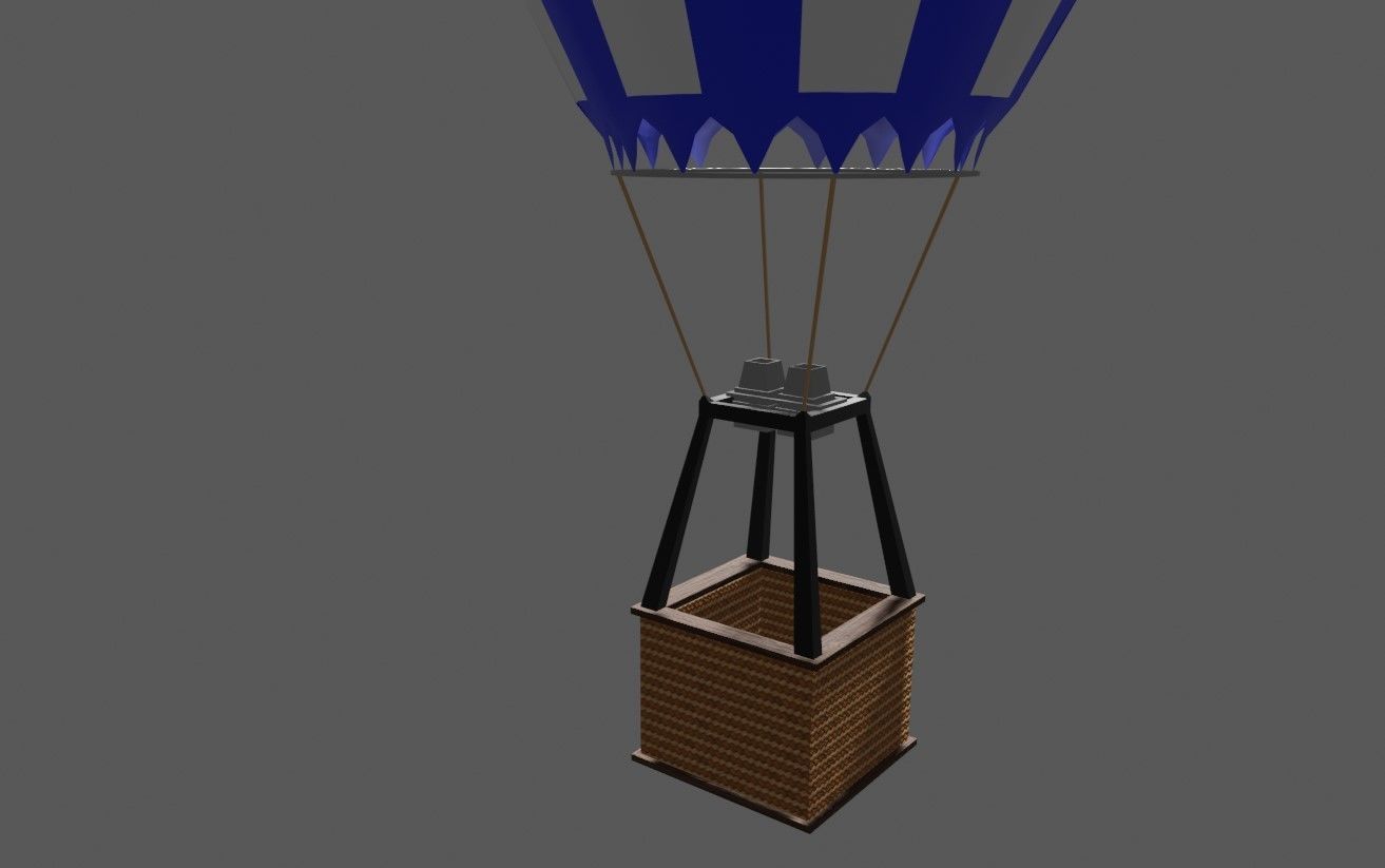 Blue Balloon Striped - Balao Azul Listrado Low-poly 3D model_5