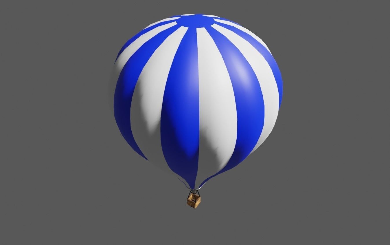 Blue Balloon Striped - Balao Azul Listrado Low-poly 3D model_8