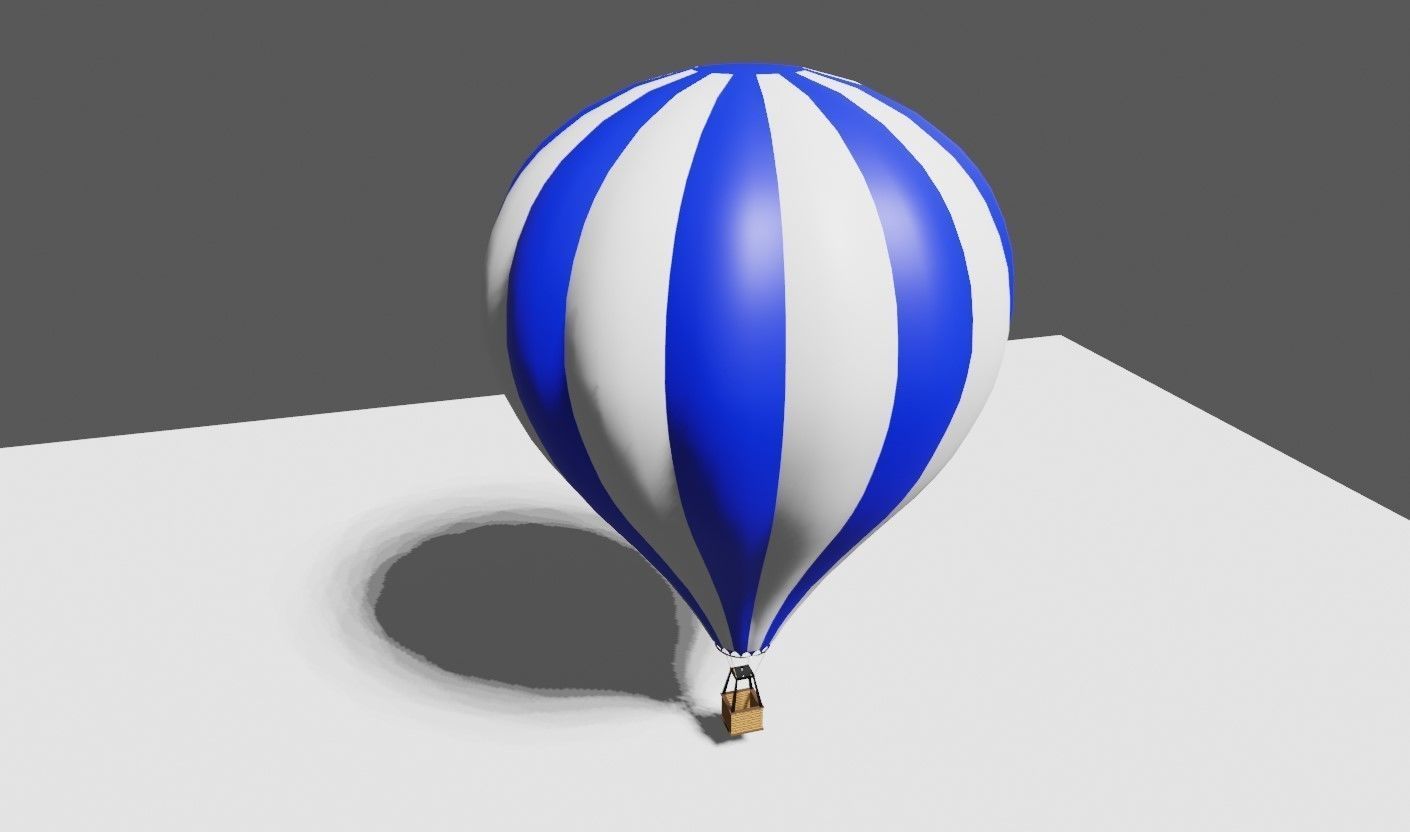 Blue Balloon Striped - Balao Azul Listrado Low-poly 3D model_12