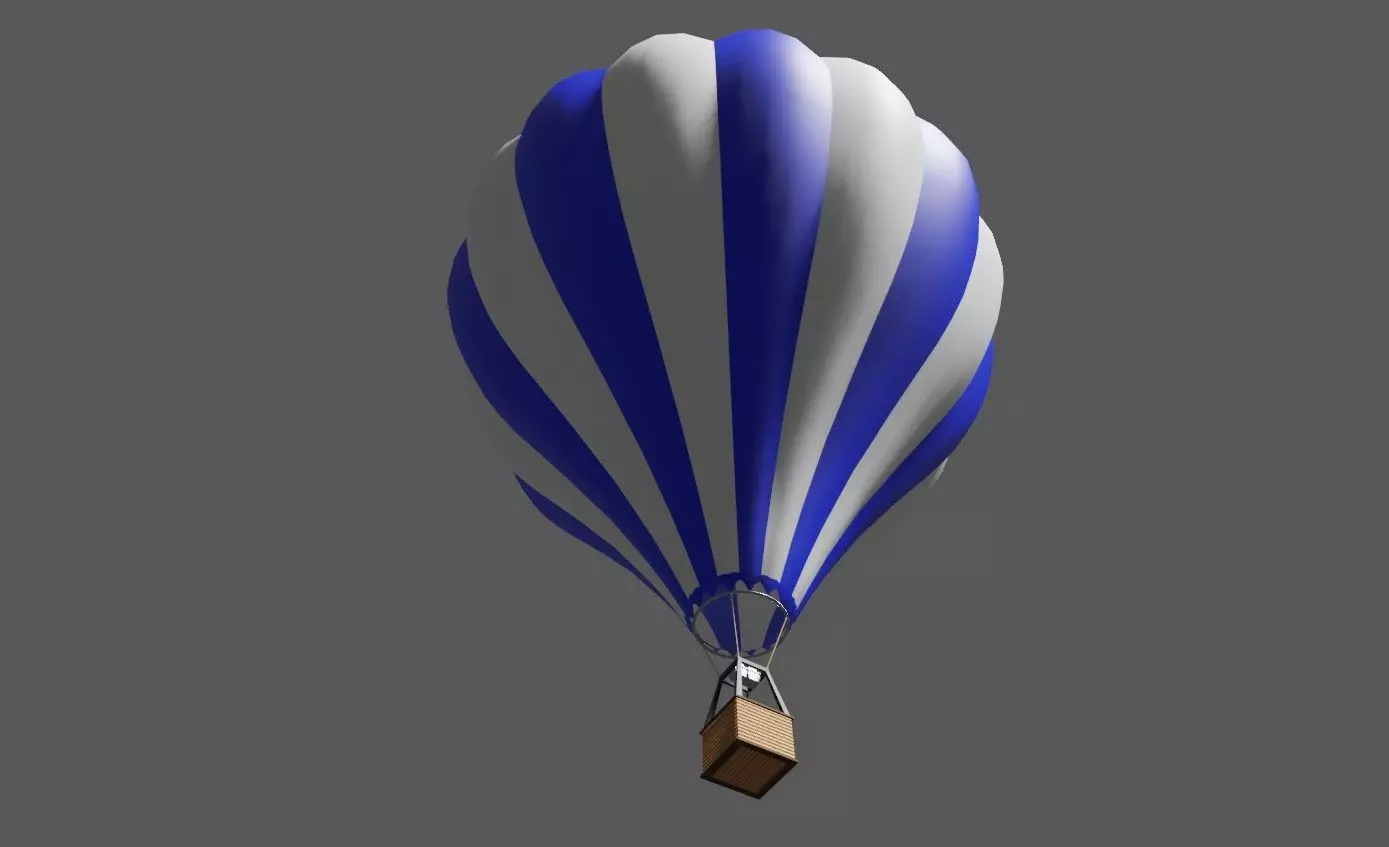 Blue Balloon Striped - Balao Azul Listrado Low-poly 3D model_0