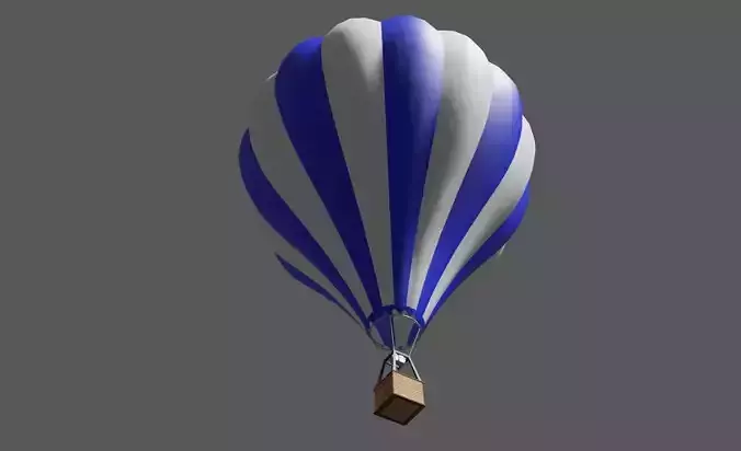 Blue Balloon Striped - Balao Azul Listrado Low-poly 3D model