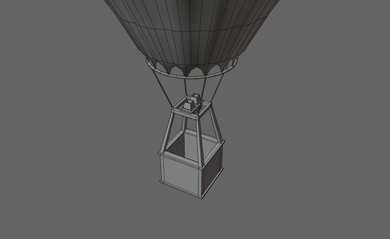 Blue Balloon Striped - Balao Azul Listrado Low-poly 3D model_15