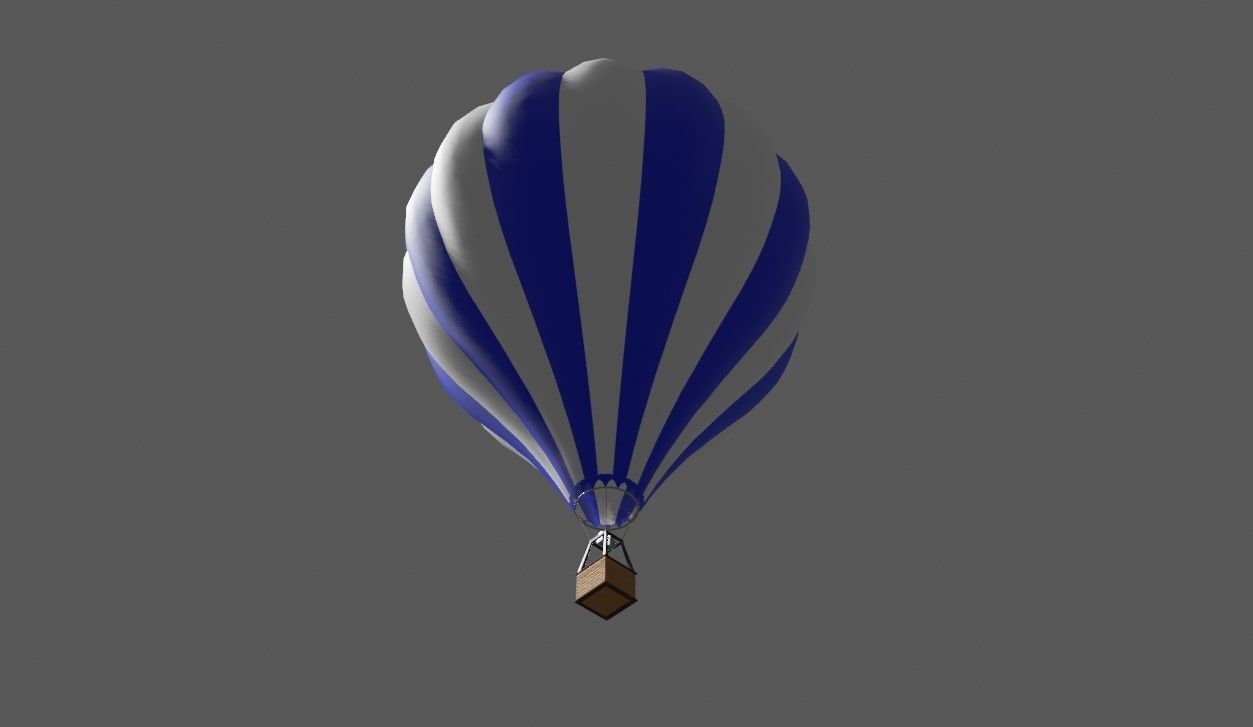 Blue Balloon Striped - Balao Azul Listrado Low-poly 3D model_2