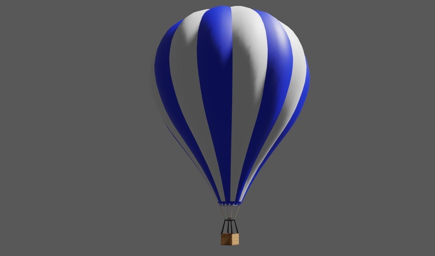 Blue Balloon Striped - Balao Azul Listrado Low-poly 3D model_6