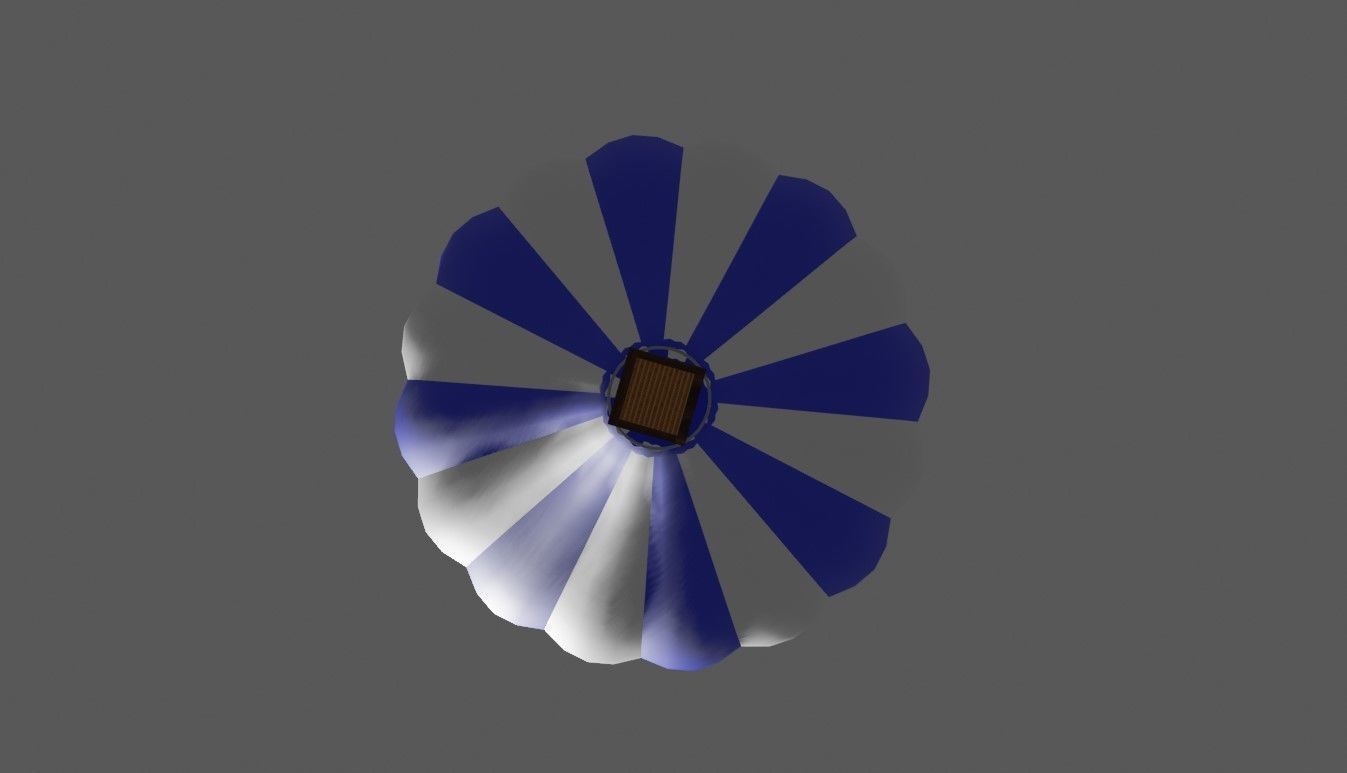 Blue Balloon Striped - Balao Azul Listrado Low-poly 3D model_11