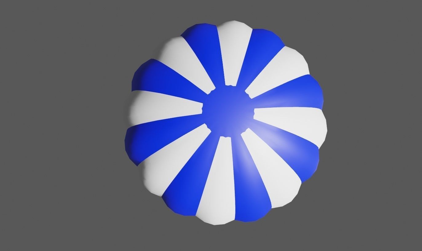 Blue Balloon Striped - Balao Azul Listrado Low-poly 3D model_7