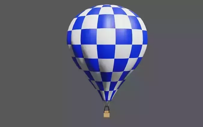 Blue Checkered Balloon - Balao Azul Quadriculado Low-poly 3D model