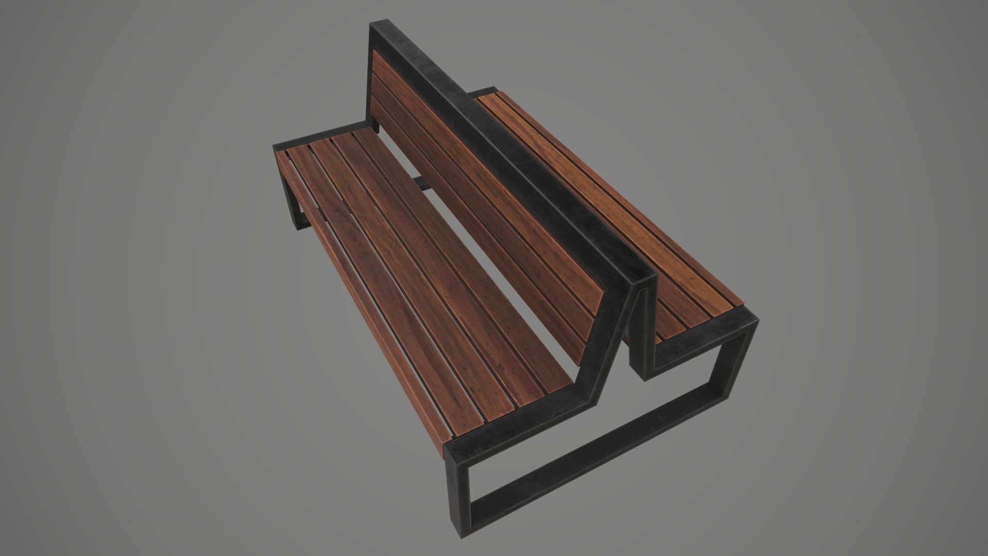 Game Ready Double Bench Low-poly 3D model_8