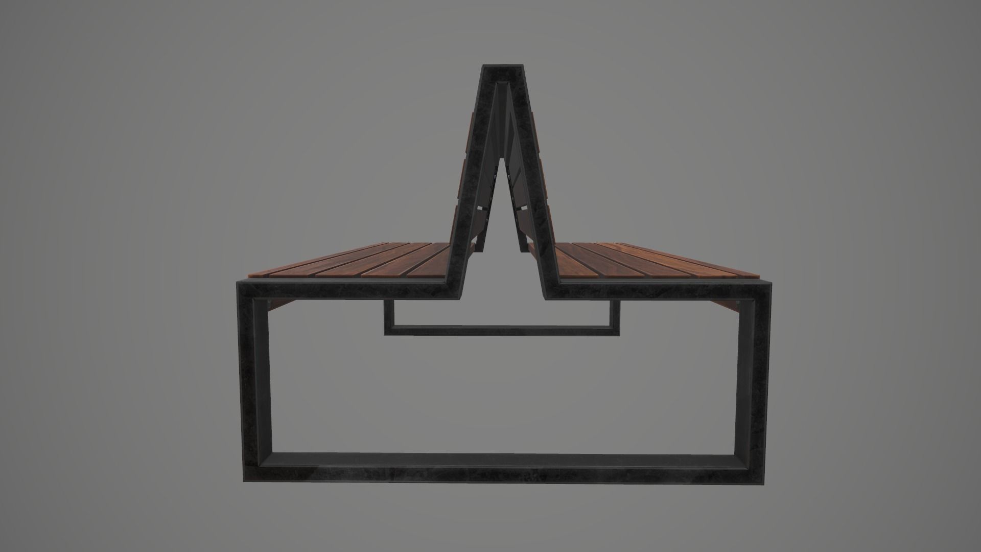 Game Ready Double Bench Low-poly 3D model_6