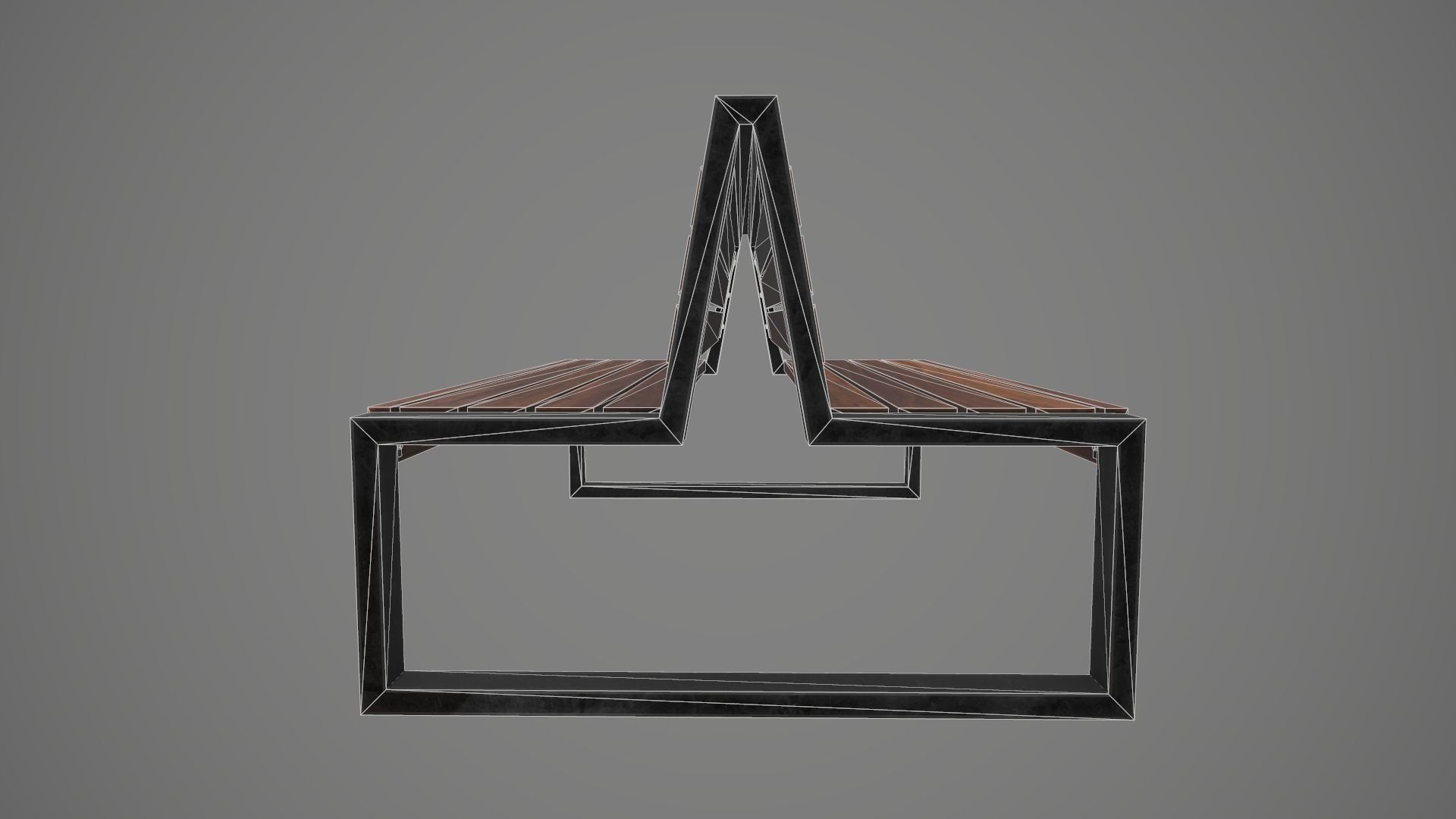 Game Ready Double Bench Low-poly 3D model_13