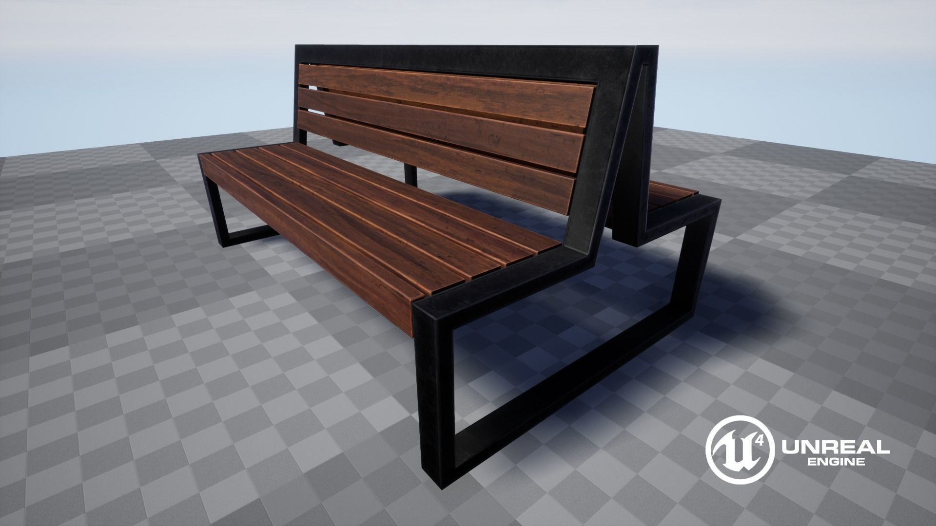 Game Ready Double Bench Low-poly 3D model_17