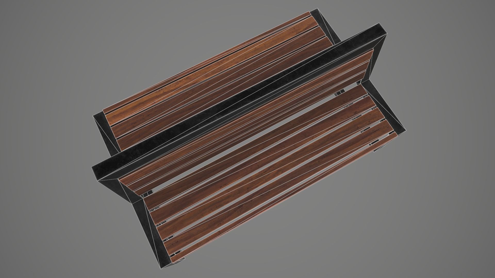 Game Ready Double Bench Low-poly 3D model_12