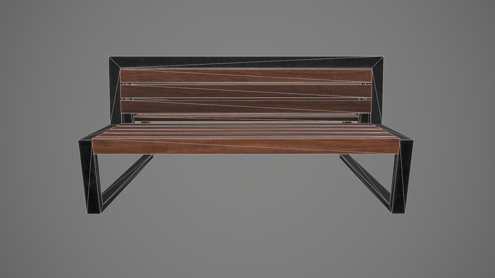 Game Ready Double Bench Low-poly 3D model_9