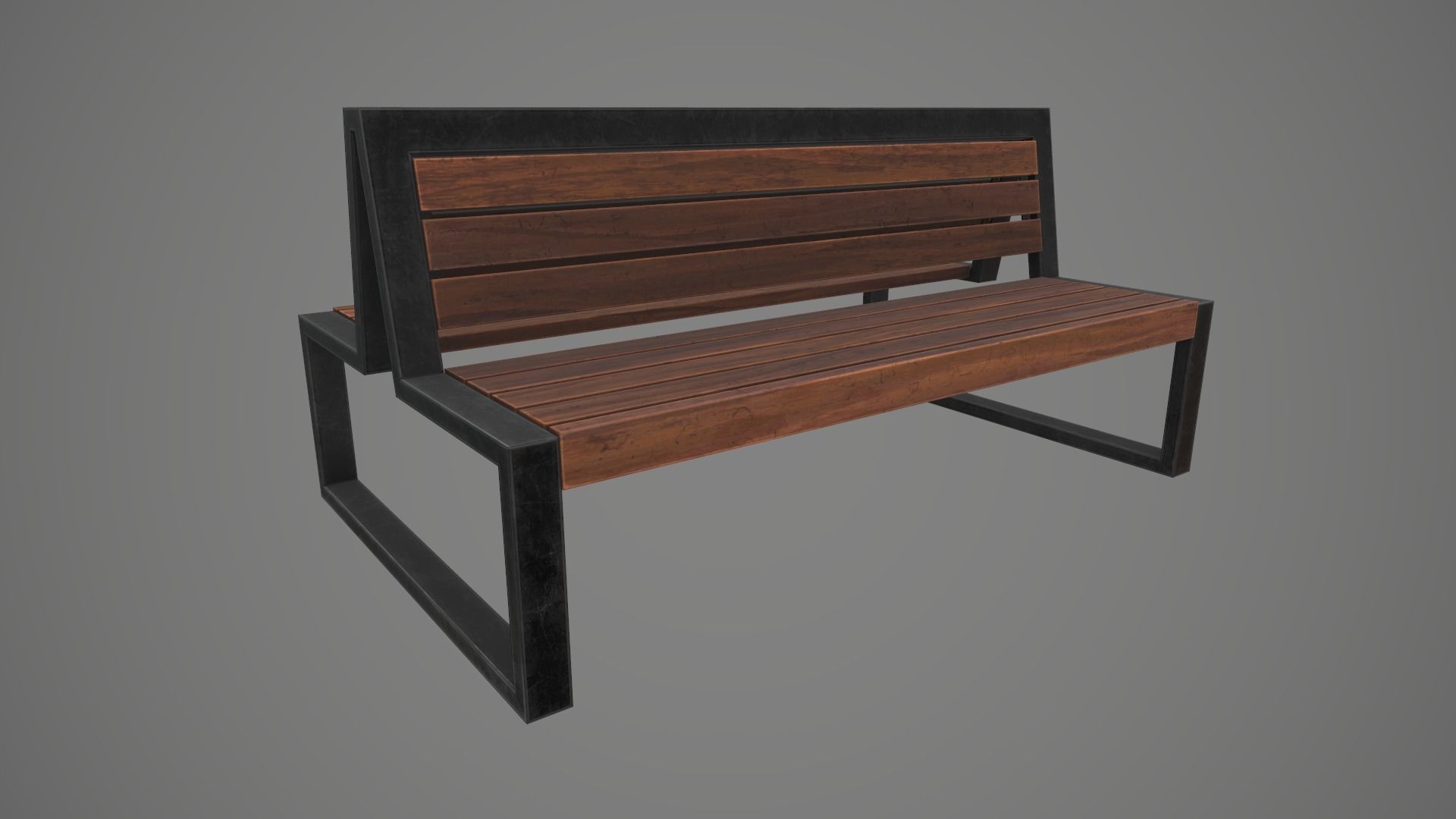 Game Ready Double Bench Low-poly 3D model_7