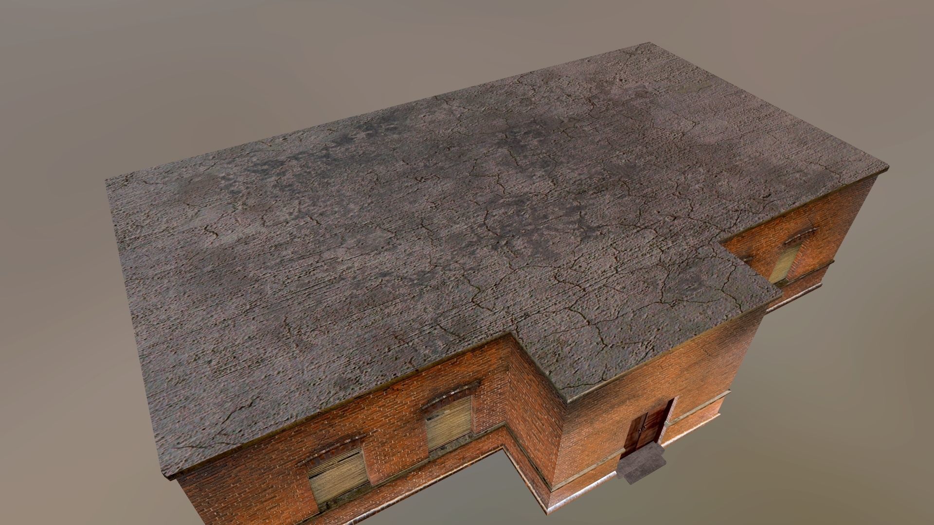 Old building Low-poly 3D model_3