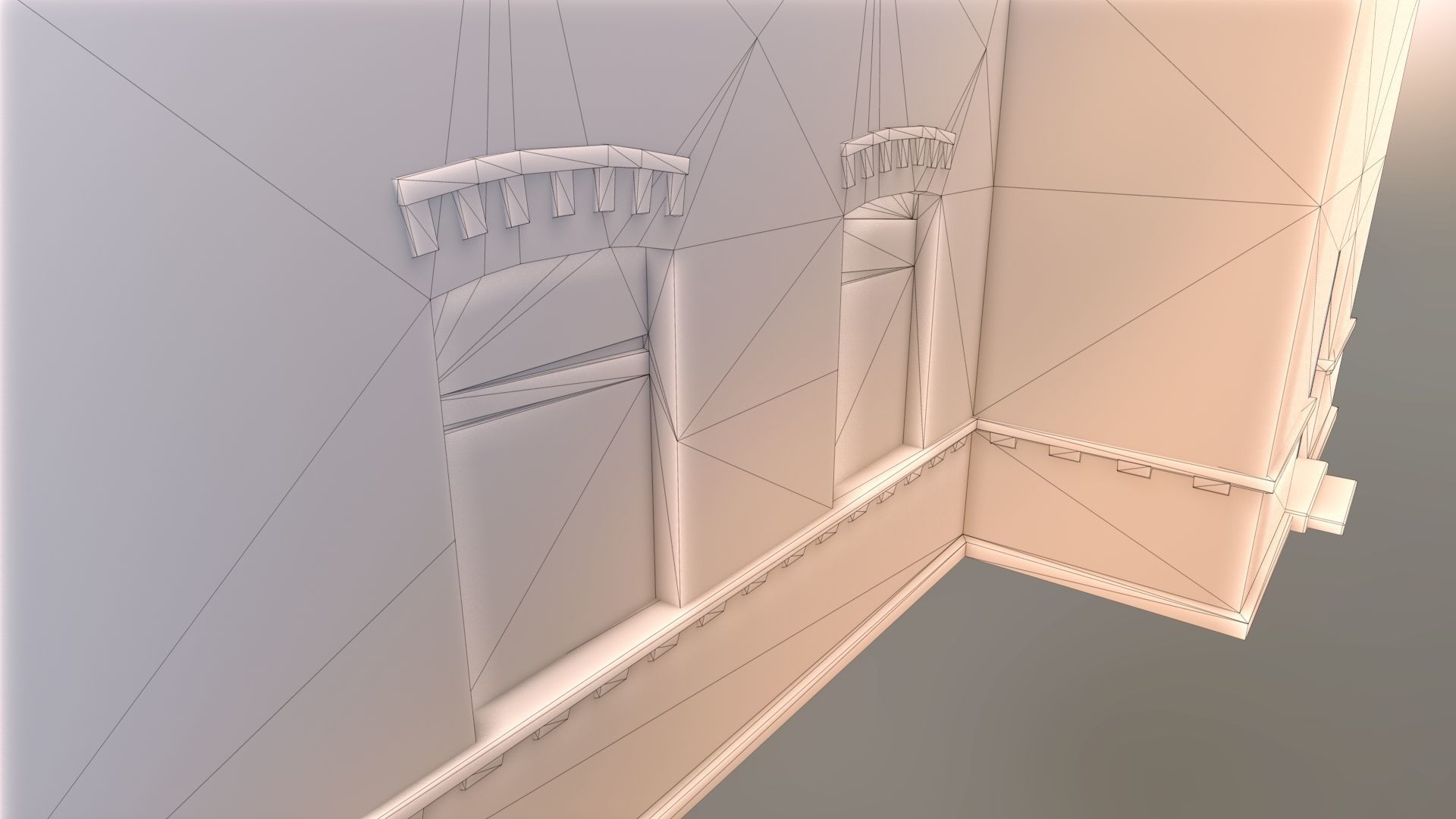 Old building Low-poly 3D model_7
