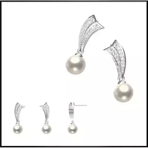JCD Format Elegant gold pearl earrings metal file for jewelry 