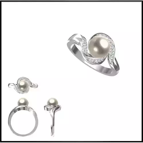 JCD Format Solid gold pearl ring jewelry design