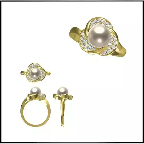 JCD Format Solid gold pearl ring jewellery jcd design