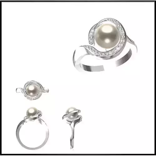 JCD Format Solid gold pearl ring jcd pearl ring design