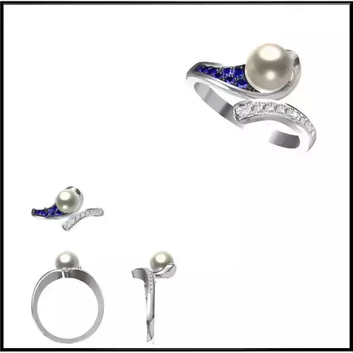 JCD Format Solid gold pearl ring jcd diamond jewellery design